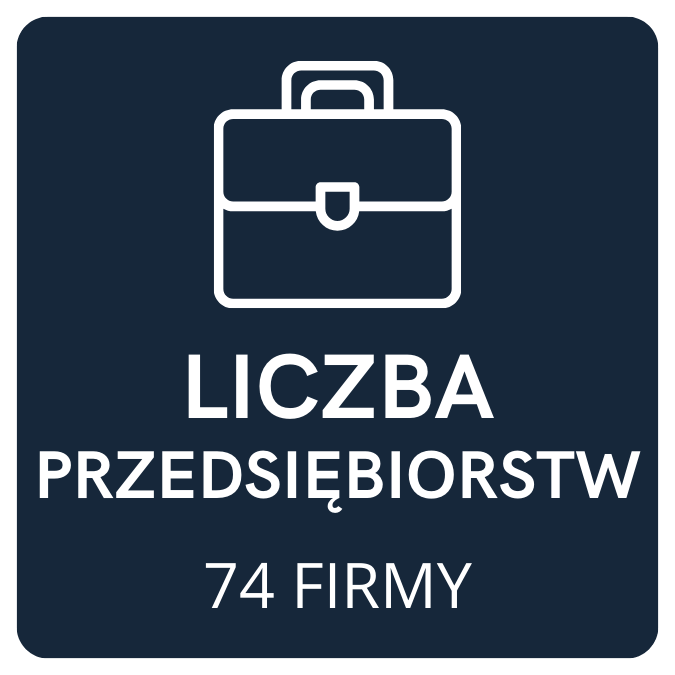 Liczba przedsiębiorstw- 74 firmy. 